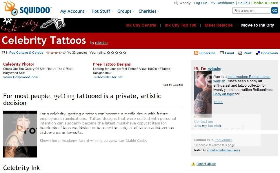 Ink City is a Squidoo community that was created for tattoo and body art Ink City is a Squidoo community that was created for tattoo and body art